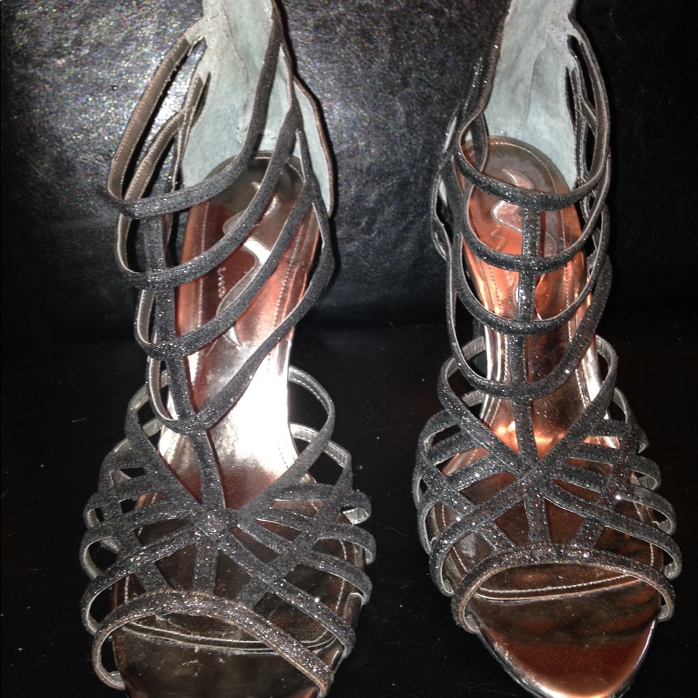 Nina black glitter 4" heels size 10